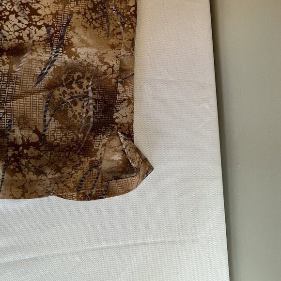 Mench Platinum Mens Short Sleeve Button Up Shirt Sz XXL Tan Brown Abstract - Picture 6 of 6